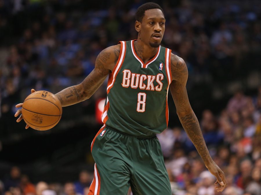 DALLAS, TX - FEBRUARY 26:  Larry Sanders #8 of the Milwaukee Bucks at American Airlines Center on February 26, 2013 in Dallas, Texas.  NOTE TO USER: User expressly acknowledges and agrees that, by downloading and or using this photograph, User is consenting to the terms and conditions of the Getty Images License Agreement.  (Photo by Ronald Martinez/Getty Images) *** Local Caption *** Larry Sanders