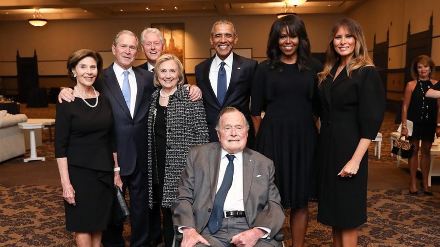 Four+Presidents+come+together+to+pay+tribute+to+Barbara+Bush