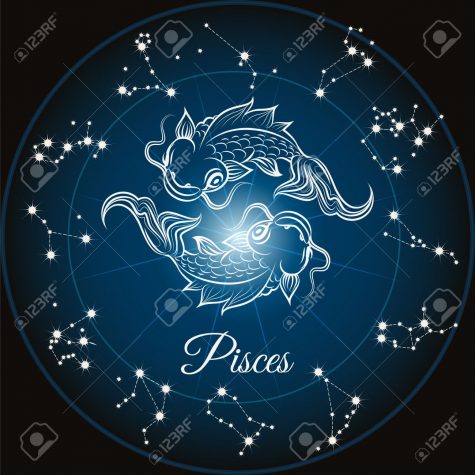 Zodiac sign pisces and circle constellations, Vector illustrattion