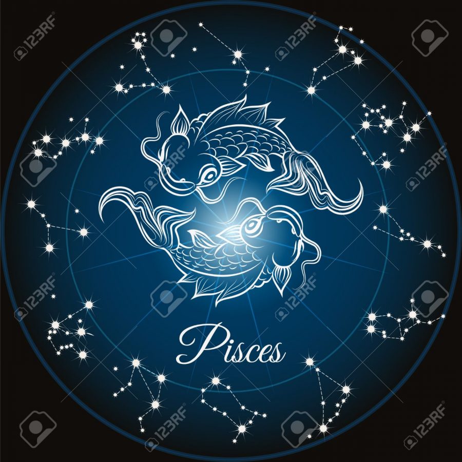 Zodiac+sign+pisces+and+circle+constellations%2C+Vector+illustrattion